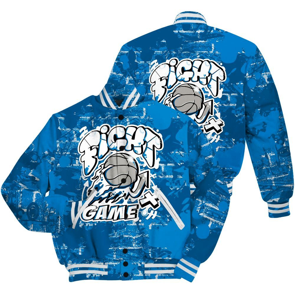 Varsity Jacket To Match Industrial Blue 4s Shirt - Fighter Games Graphic Street Art All Over Print