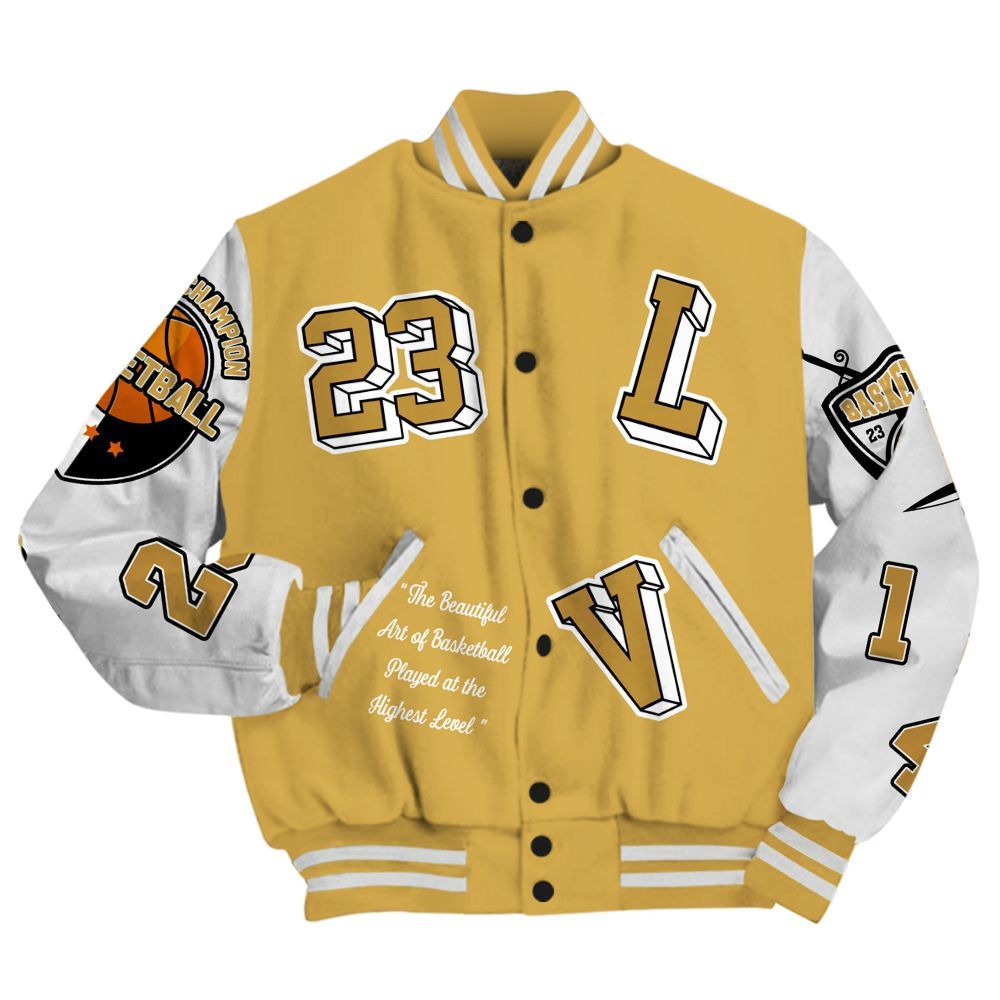 Varsity Jacket To Match Retro Light Ginger 14s - The GOAT Got Em Streetwear All Over Print
