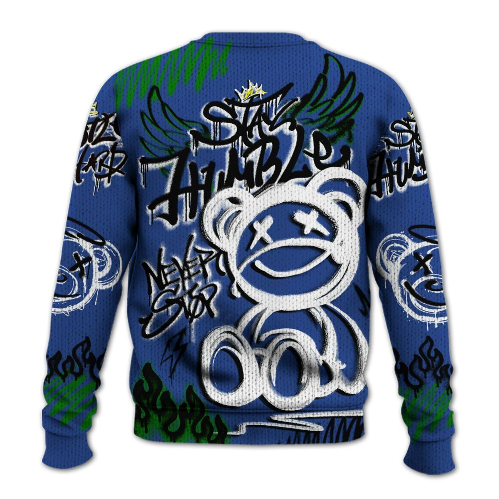 Knitted Sweater To Match Retro Hyper Royal 13s - Humble Drip Streetwear Graffity