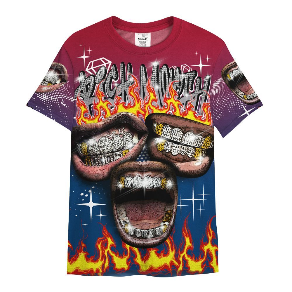Shirt To Match Rare Air 4s - Rich Mouth Fire Rap Retro 90s All Over Print