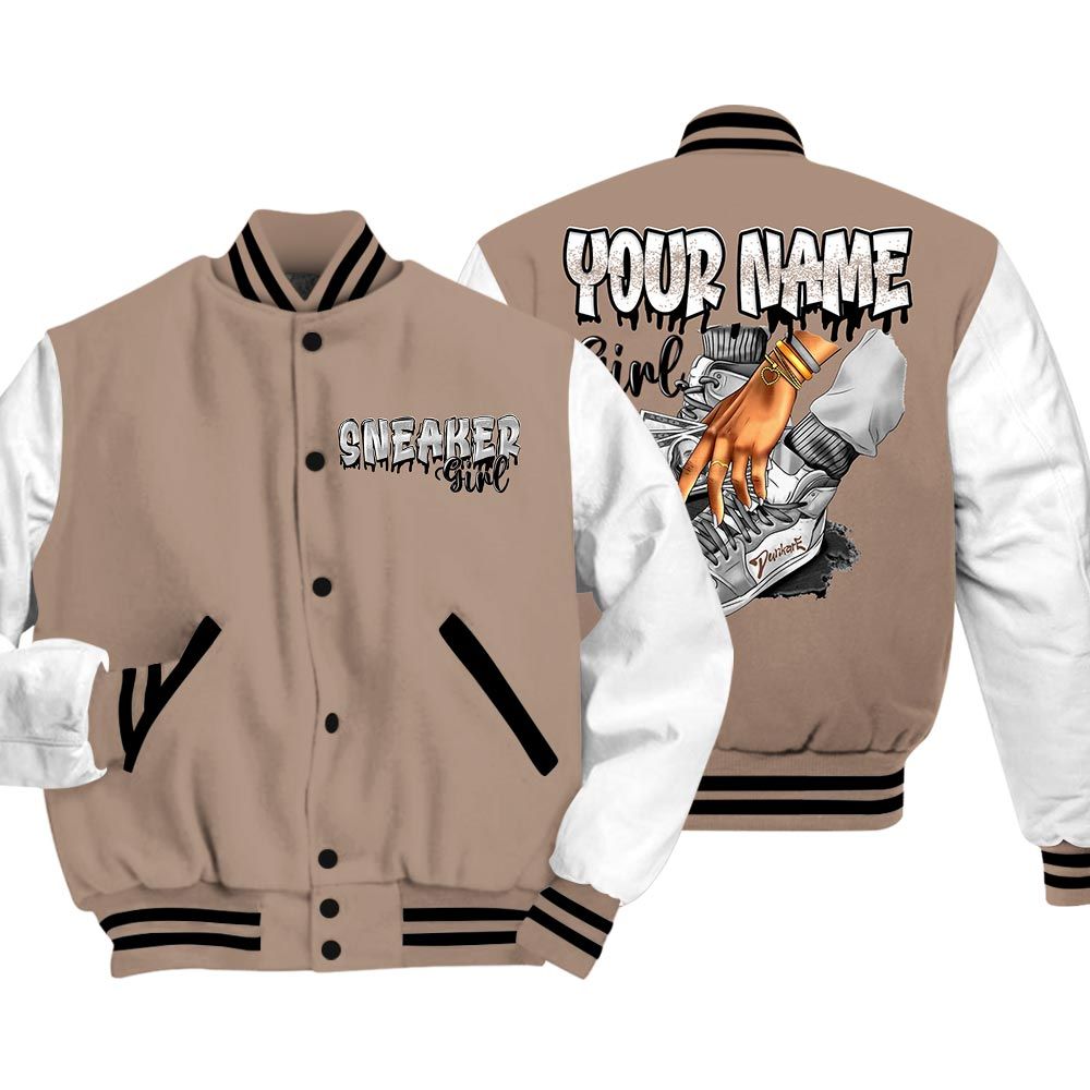 Varsity Jacket To Match Varsity Jacket Custom Name Sneaker Girl Money, OG Latte 1s - To Match Sneaker OG Latte 1s 2504 NCT