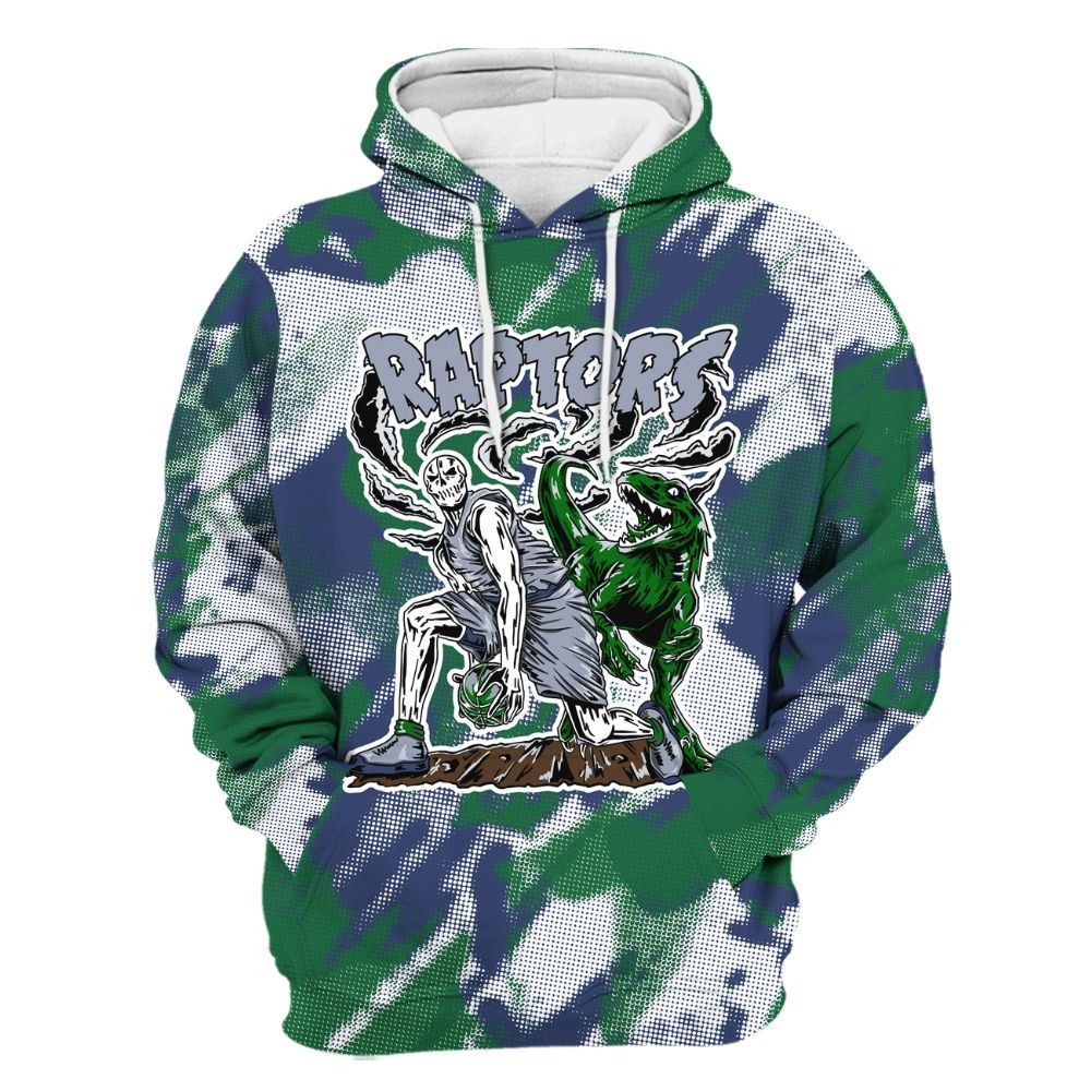 Hoodie To Match Midnight Navy 13s - Raptors Skeleton Abstract Halftone All Over Print