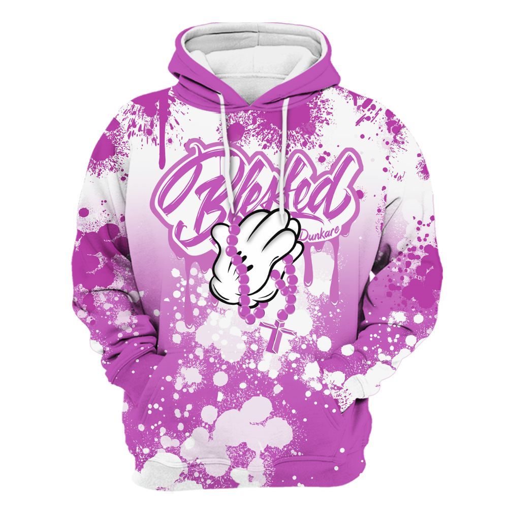 Hoodie To Match Hyper Violet 4s - God Blessed Ink Drip All Over Print