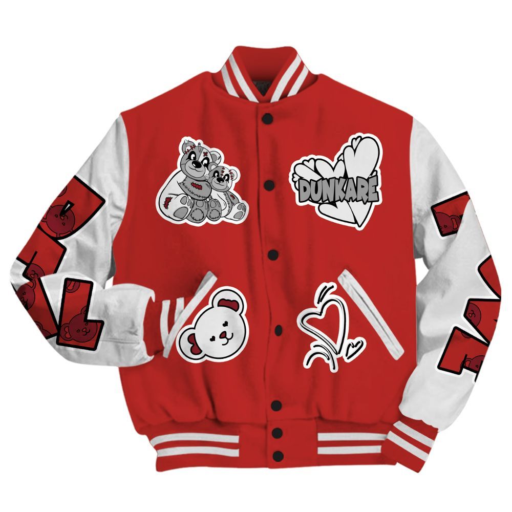 Varsity Jacket To Match Bred Reimagined 4s - Sincere Fondness Bear All Over Print