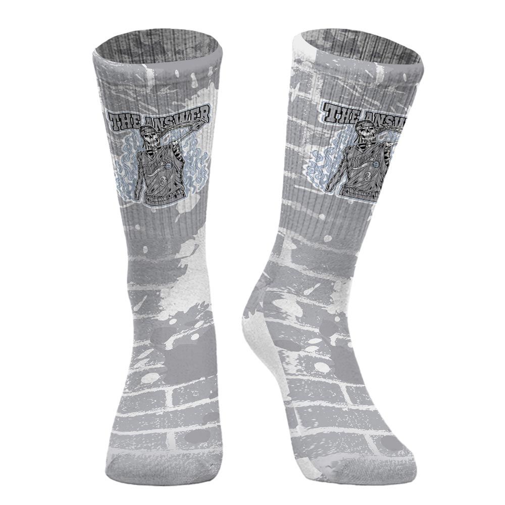 Sock To Match Low OG Wolf Grey 1s - Allen Answer Skeleton Brick
