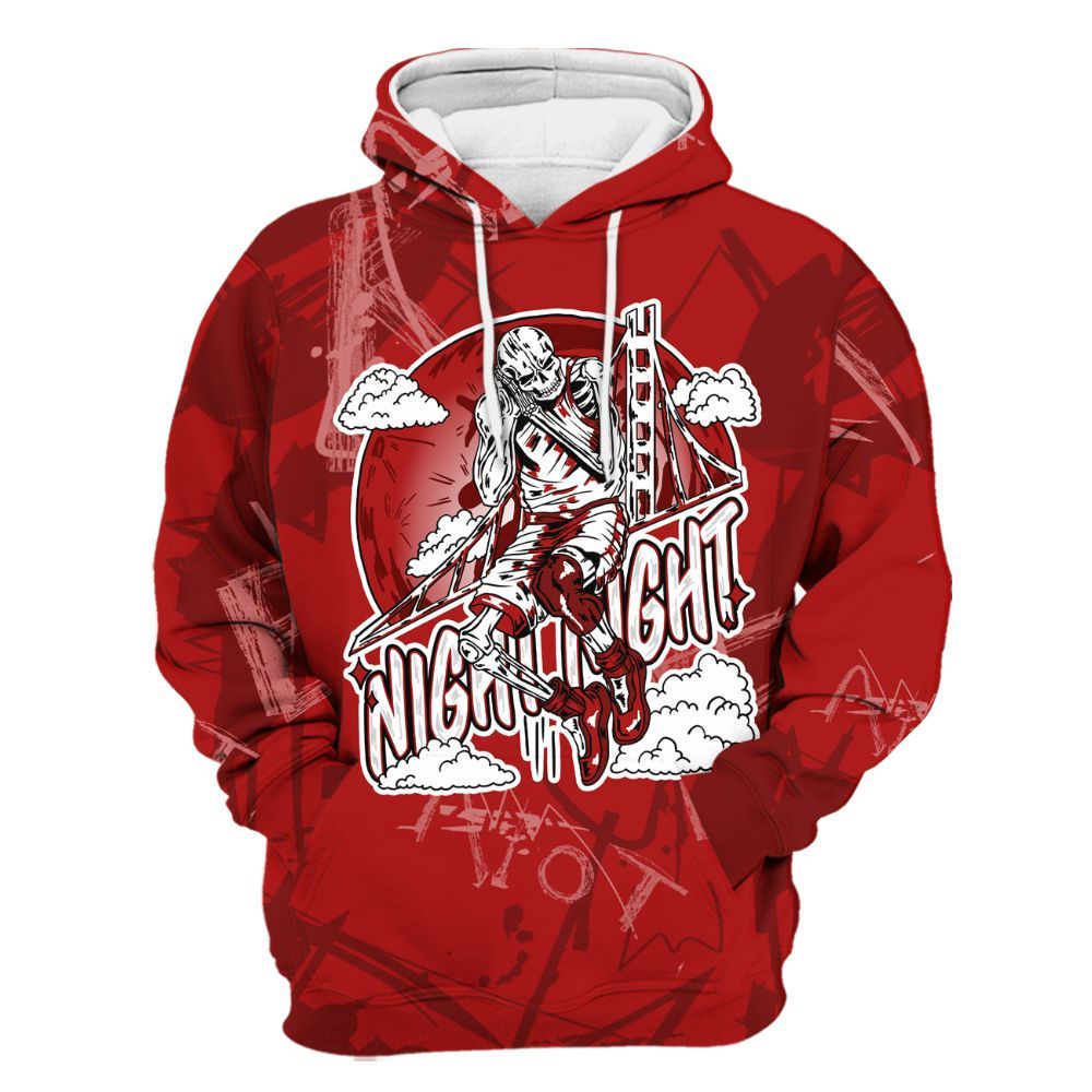 Hoodie To Match Red Taxi 12s - Seeya Skeleton Messyz All Over Print