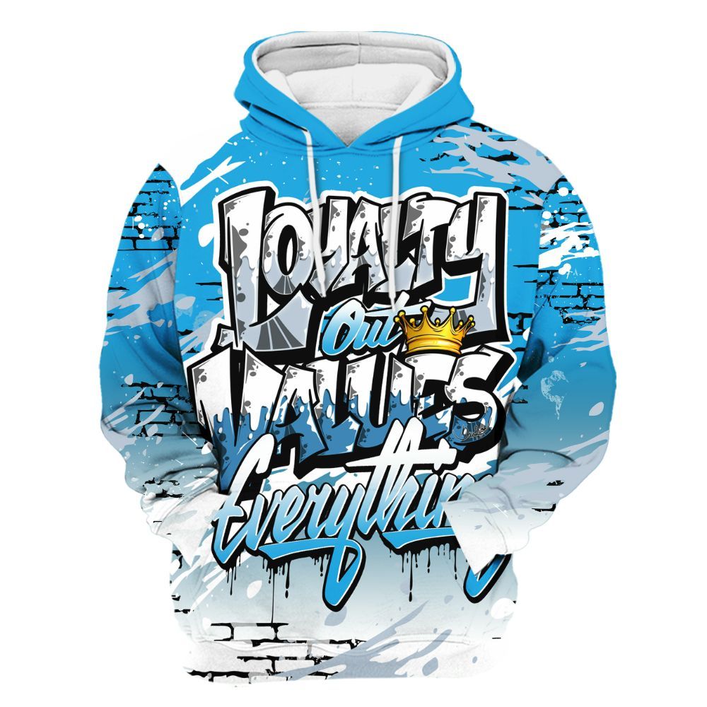 Hoodie To Match University Blue Low 2026 11s - Values Of Loyalty Drip All Over Print