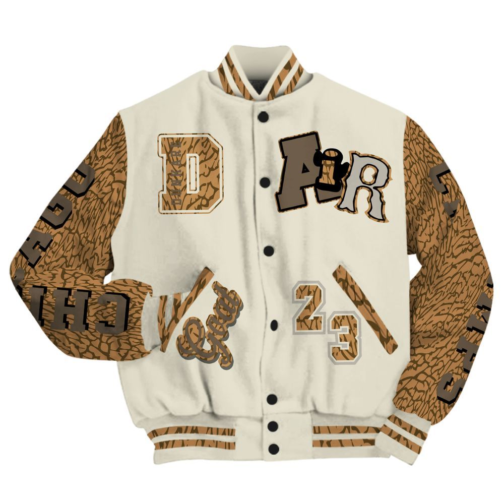 Varsity Jacket To Match Orewood Brown 3s - AIR Number 23 GOAT All Over Print