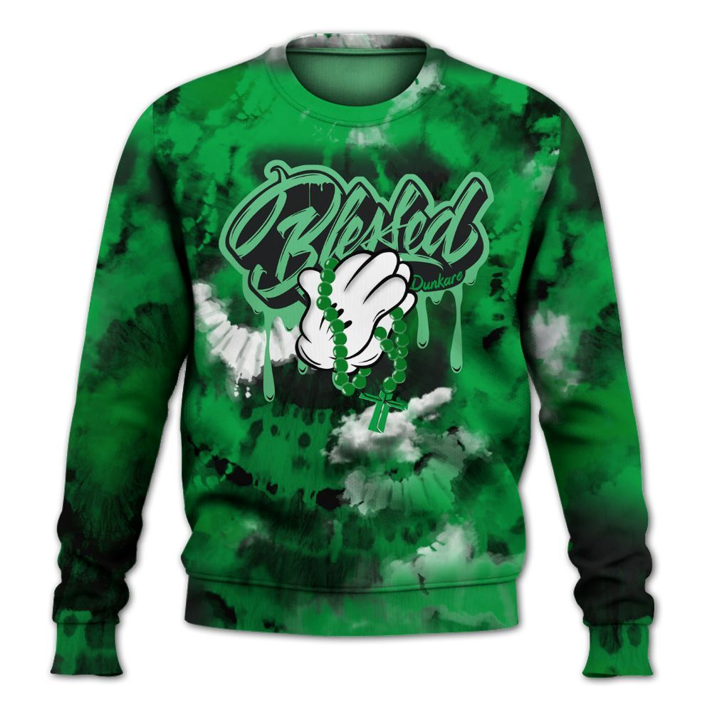 Sweatshirt To Match Low Lucky Green 1s - God Blessed Tie Dye All Over Print