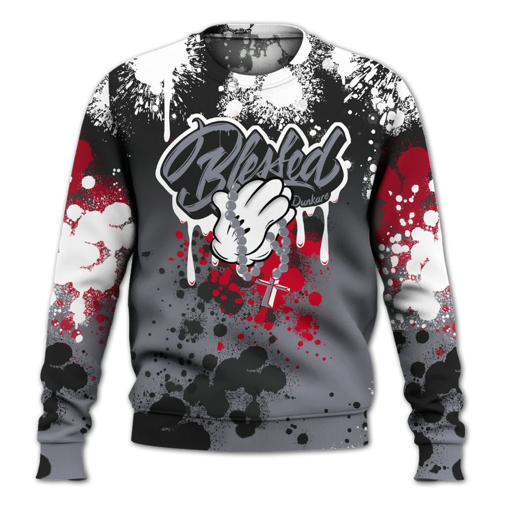 Sweatshirt To Match Retro Black Flint 13s - God Blessed Ink Drip All Over Print