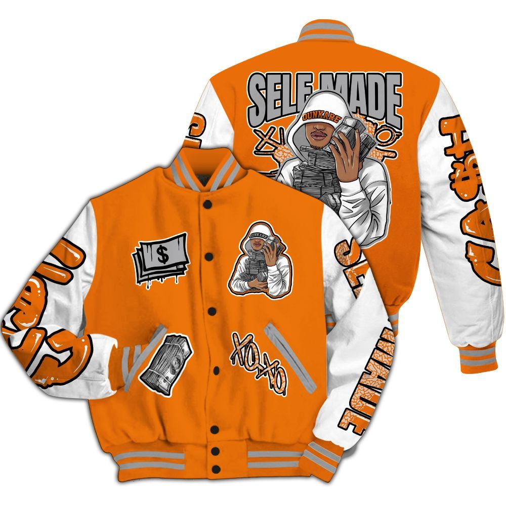 Varsity Jacket To Match Orange Citrus 3s - Selfmade Unique All Over Print