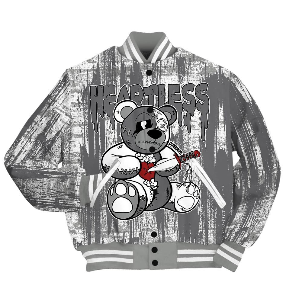 Varsity Jacket To Match Paris Cement Grey 4s - Heartless Bear Glitch Art Varsity Jacket Unisex