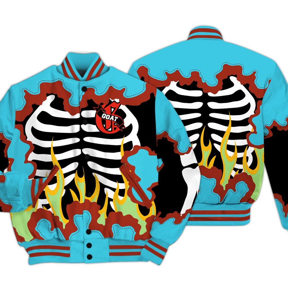 Varsity Jacket To Match SB Dunk Di'Orr Greenwood - G.O.A.T 23 Skeleton Flame Baseball Varsity Jacket Outfit