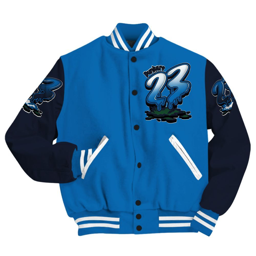 Varsity Jacket To Match 95 Big Bubble Slate - Custom Name 23 Drip All Over Print