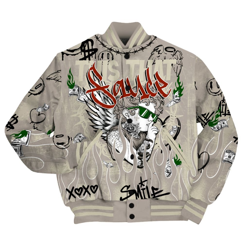 Varsity Jacket To Match El Grito 5s Shirt, This That Sauce Angel All Over Print