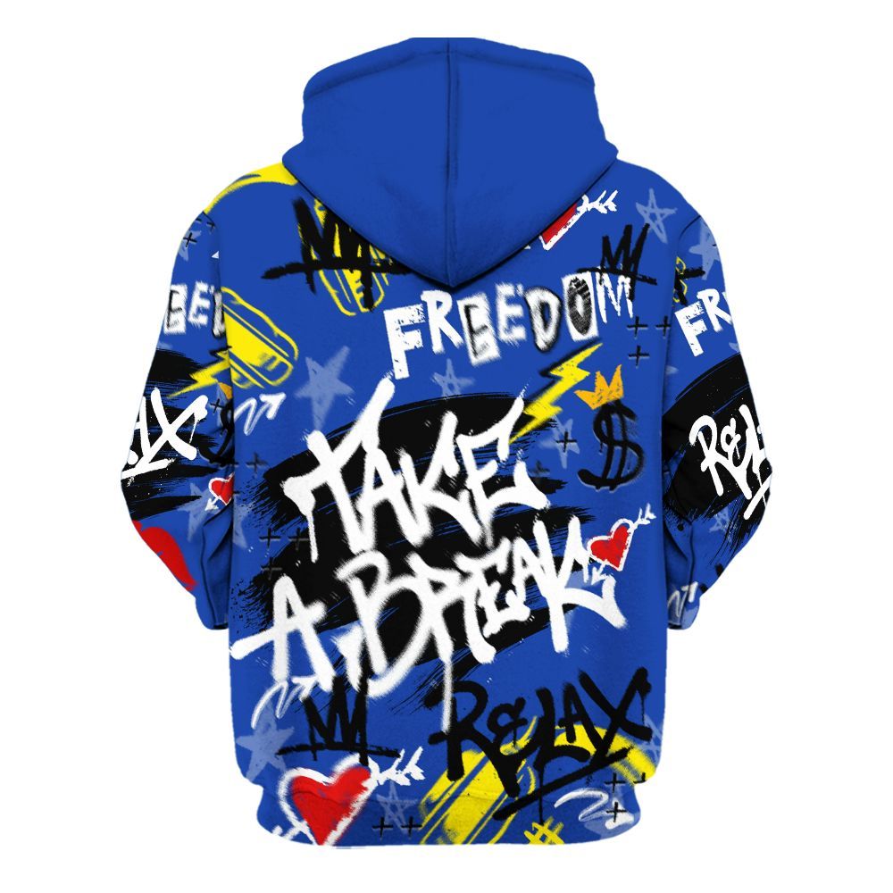 Hoodie To Match Laney 14s - Take Break Freedom Graffiti Streetwear All Over Print