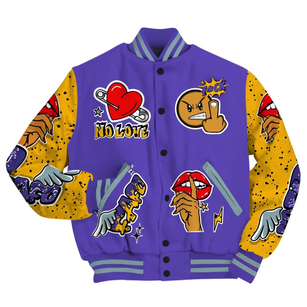 Varsity Jacket To Match Imperial Purple 4s - FK Around Find Out All Over Print