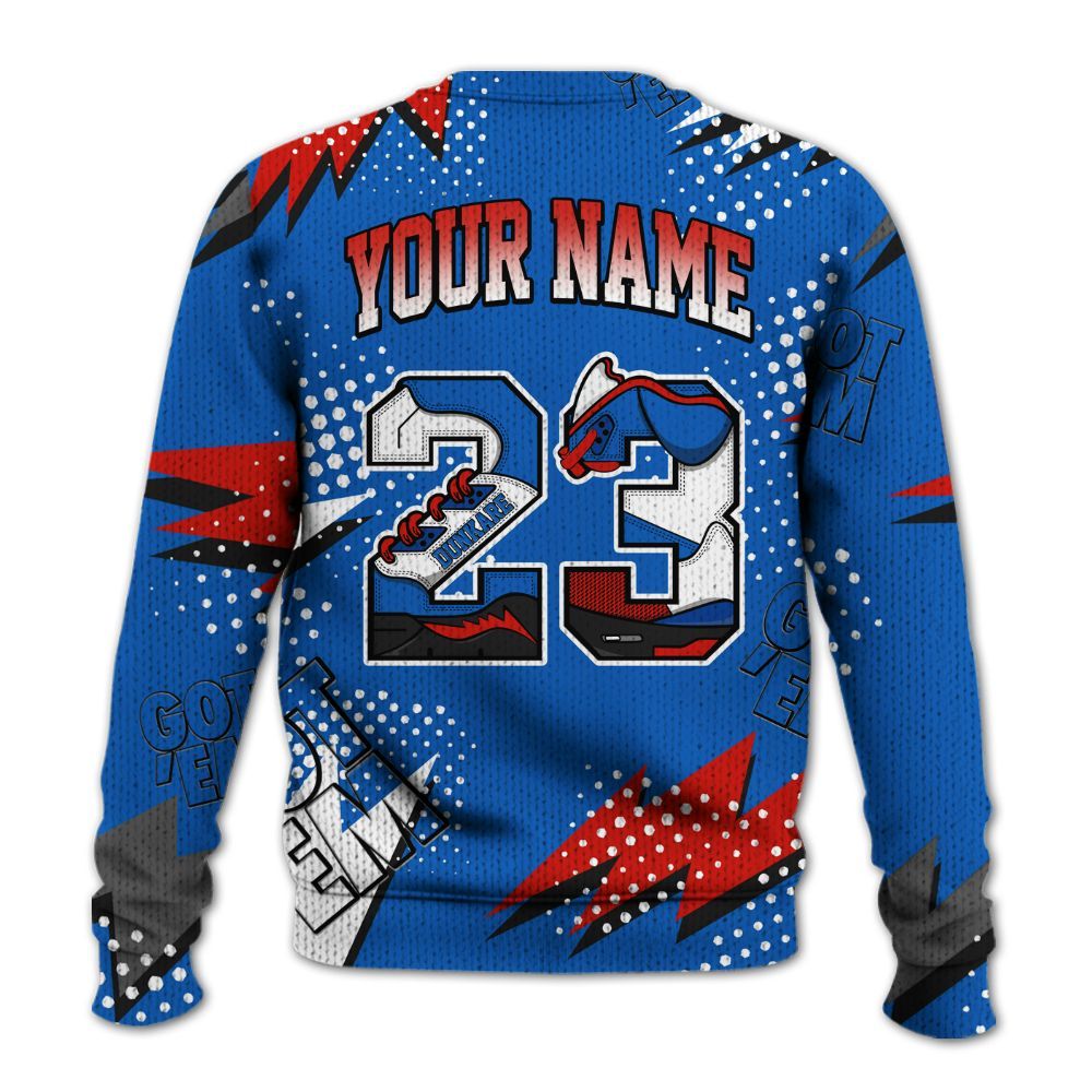 Knitted Sweater To Match Kobe 6 Game Royal - Custom Name Number 23 5s