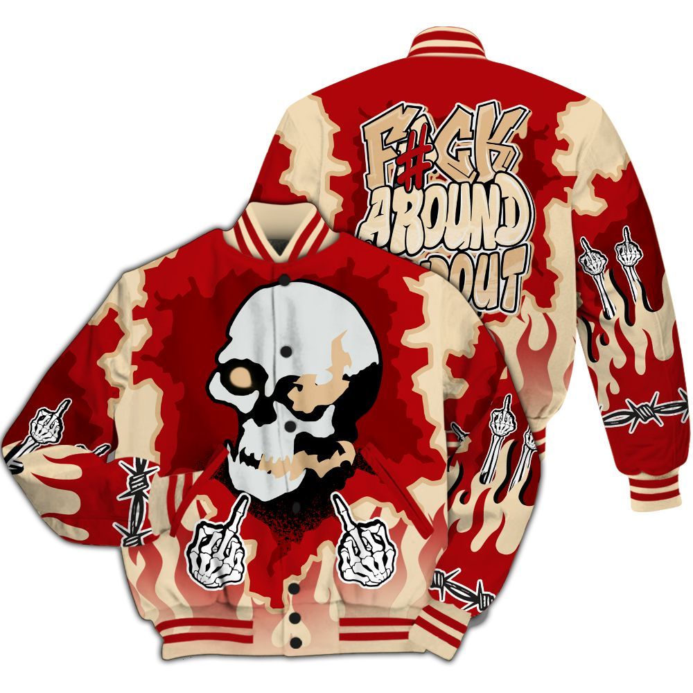 Varsity Jacket To Match Dunk Low Strawberry Waffle - F Around Find Out Graphic Trapped All Over Print