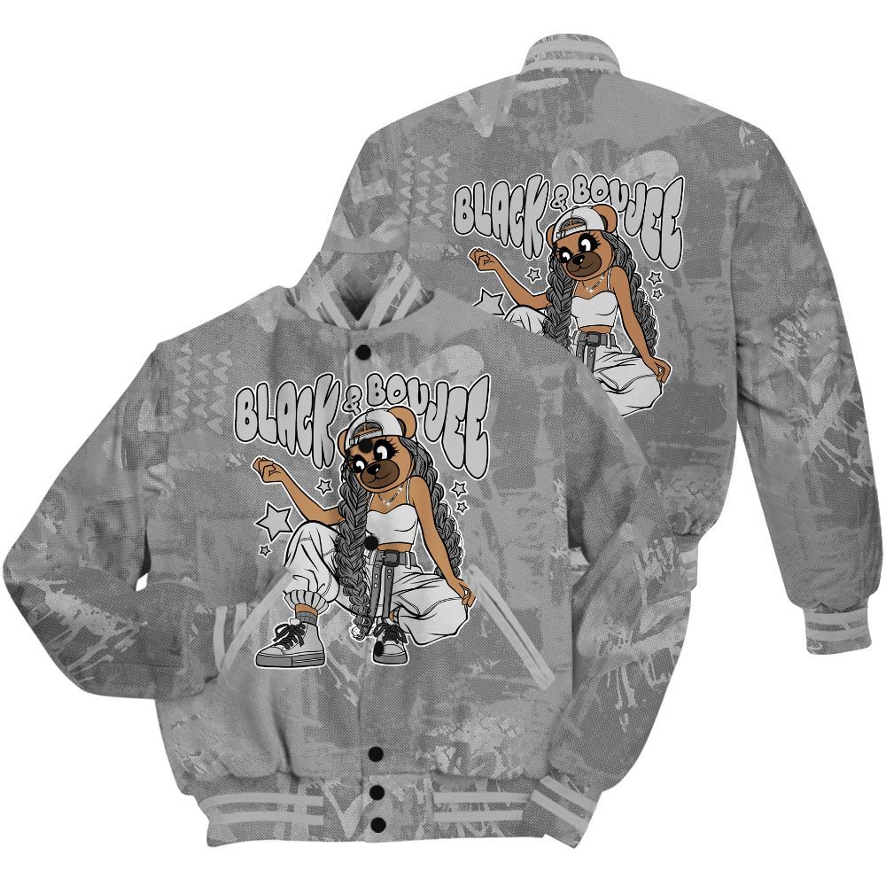 Varsity Jacket To Match Black Wolf Grey 12s Shirt - Boujee Girls Bear Heart Grunge All Over Print