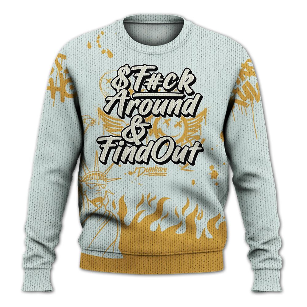 Knitted Sweater To Match Pure Platinum 4s - Graphic Fck Around Find Out