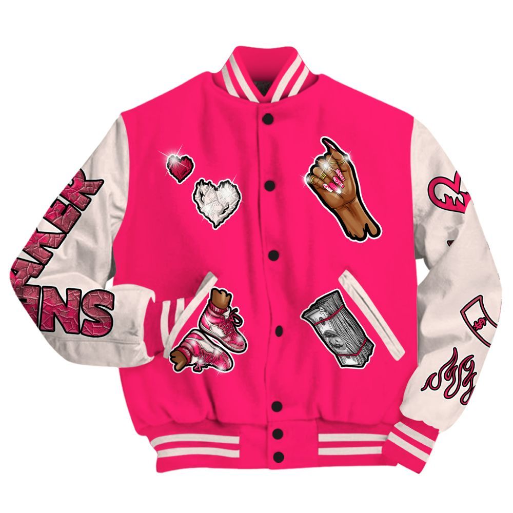 Varsity Jacket To Match A'One Pink Aura - Sneakerz Girlz All Over Print