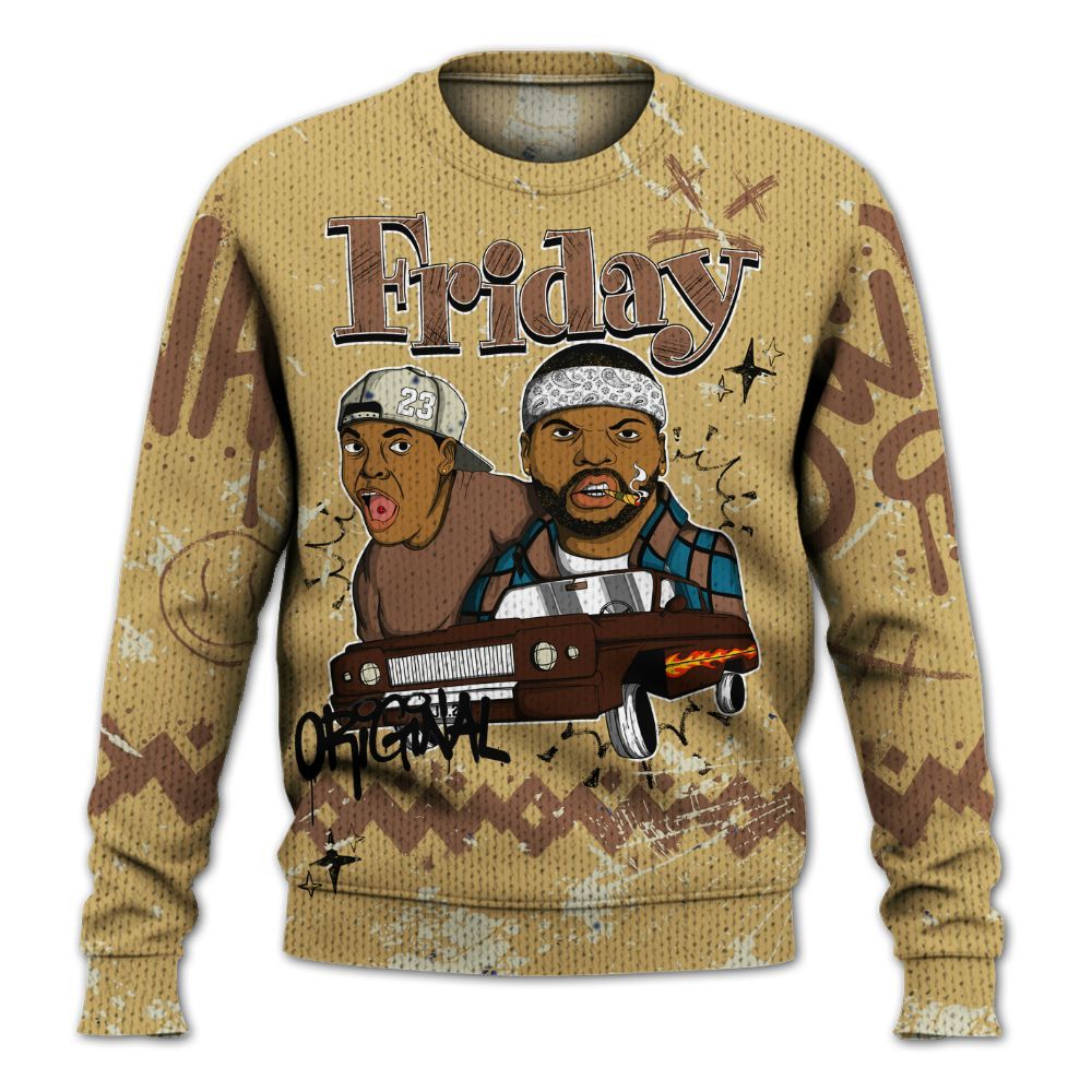 Knitted Sweater To Match Retro Cacao Wow 4s - Friday Sneaker Crayon