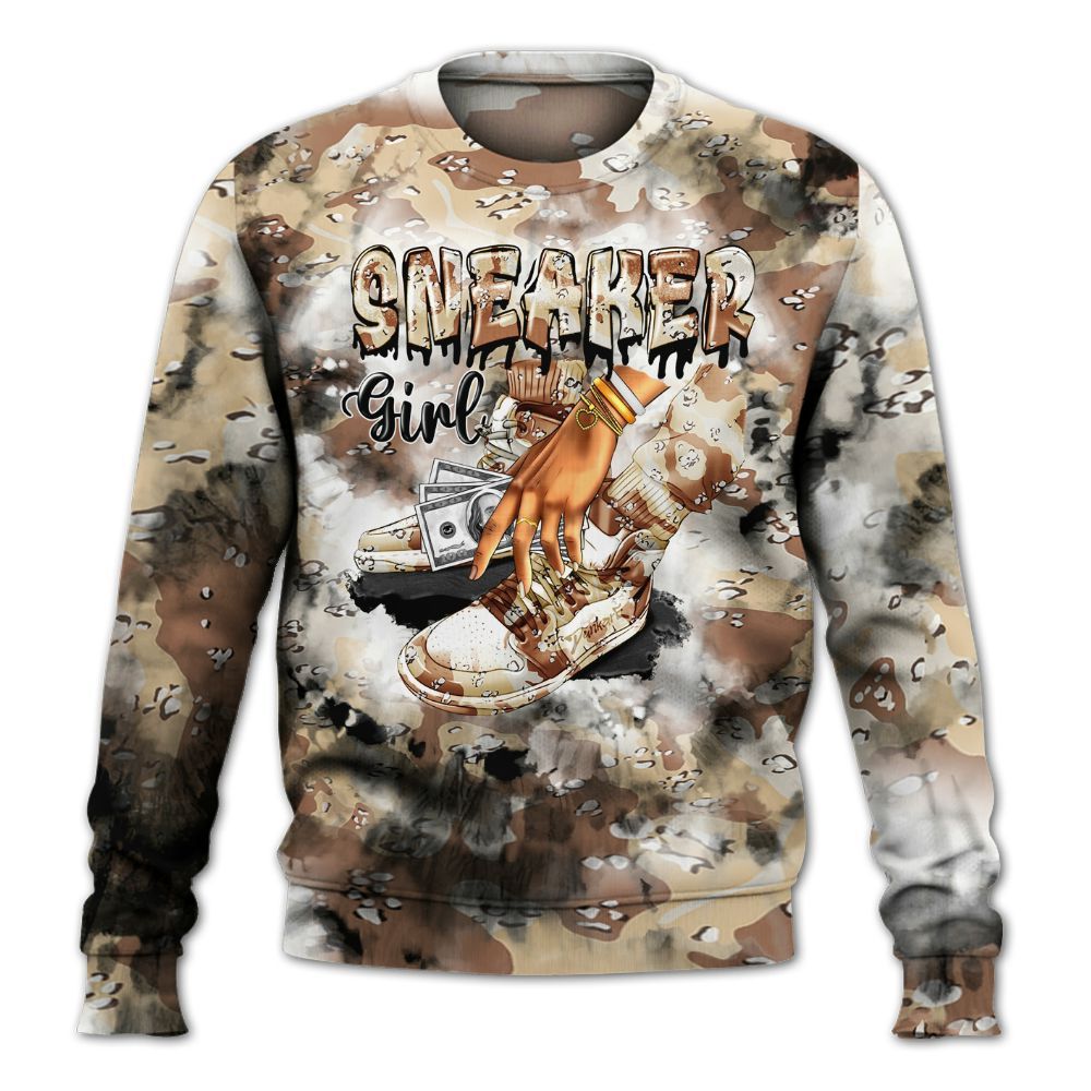 Sweatshirt To Match Desert Camo 3s - SNEAKER Girl Money Drip Tie Dye All Over Print