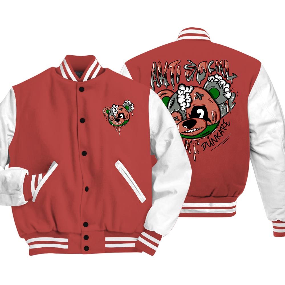 Varsity Jacket To Match Dune Red 13s Vasity Jacket - Hate Social Bear Vasity Jacket Unisex