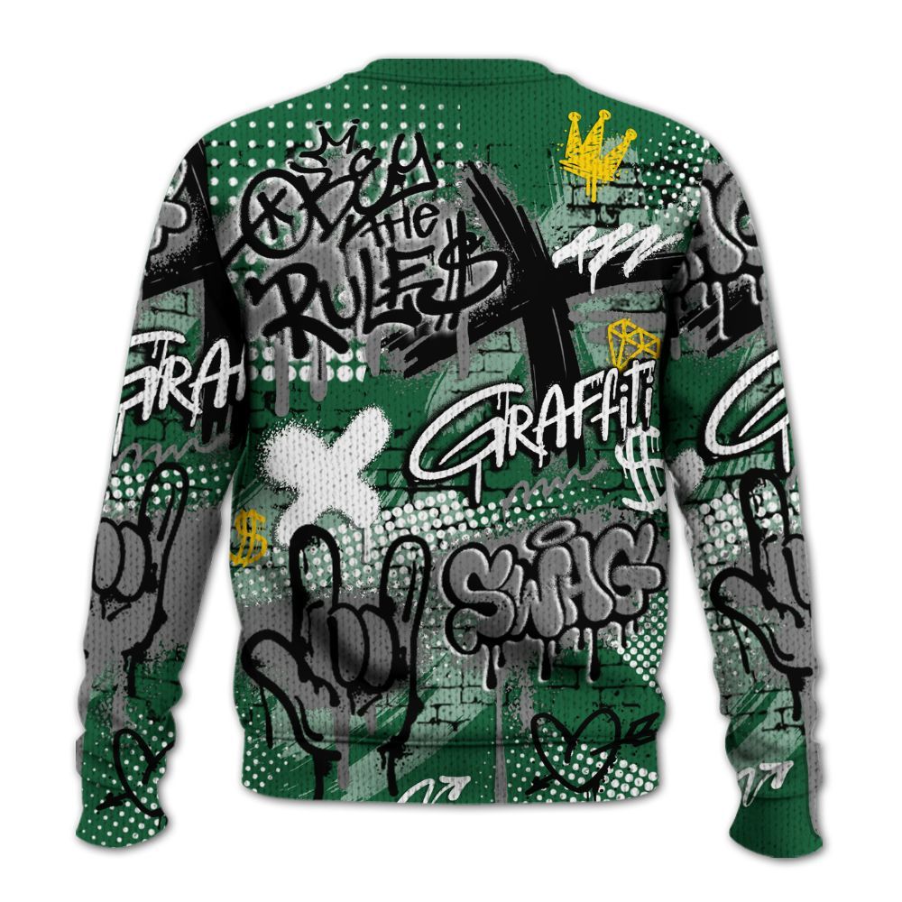 Knitted Sweater To Match High Gorge Green 1s - True It Real Graffiti Streetwear