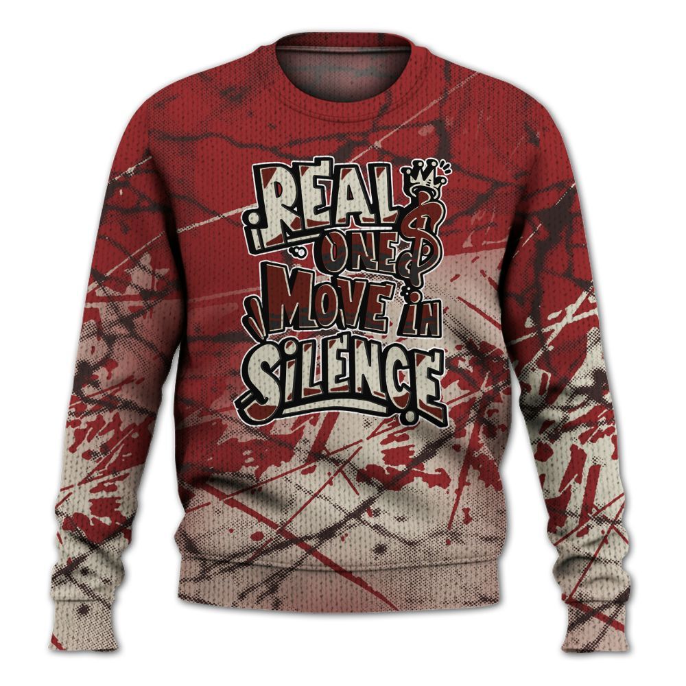 Knitted Sweater To Match High 85 Bred 1s - Ones Move In Silence Graphic