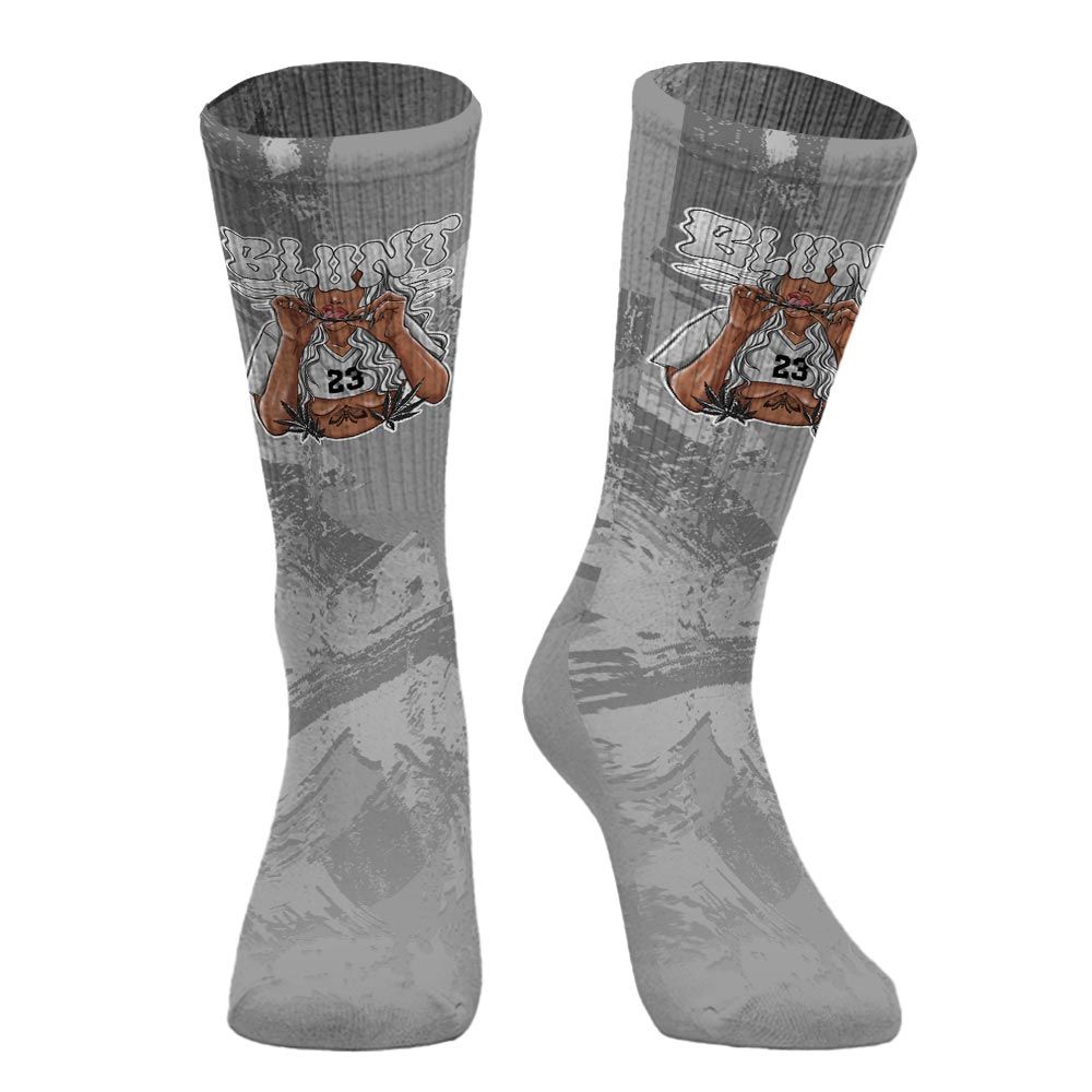 Sock To Match Black Wolf Grey 12s - Bluntz Unique Circle Splash