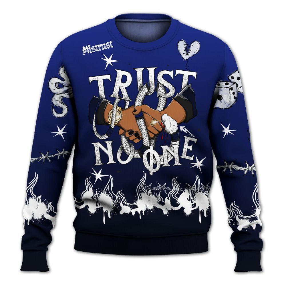 Sweatshirt To Match Air Max Plus Black Racer Blue - Trust No One Snake-Bite Doodle Crayon All Over Print