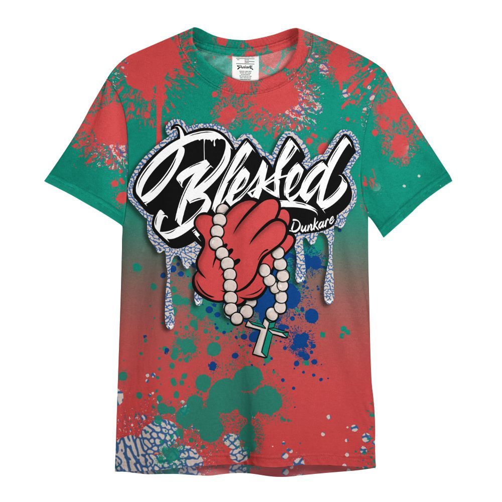 Shirt To Match Retro Chalk & Track Red 3s - God Blessed Ink Drip All Over Print
