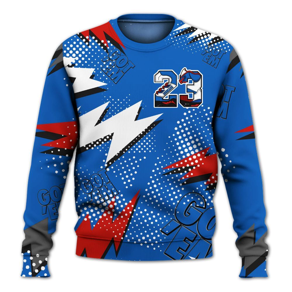 Sweatshirt To Match Kobe 6 Game Royal - Custom Name Number 23 5s All Over Print