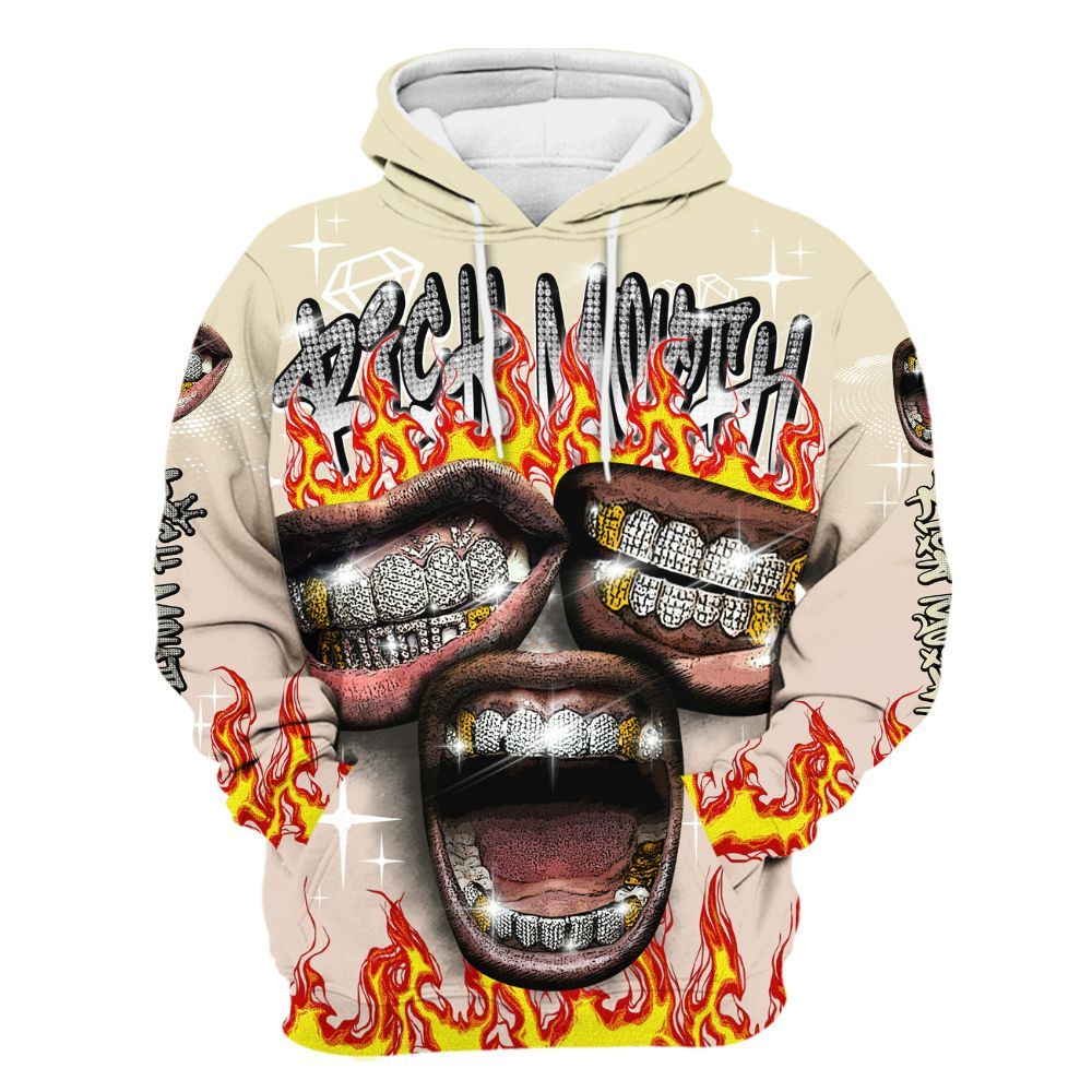 Hoodie To Match A Ma Maniere X Fossil Stone 4s - Rich Mouth Fire Rap Retro 90s All Over Print