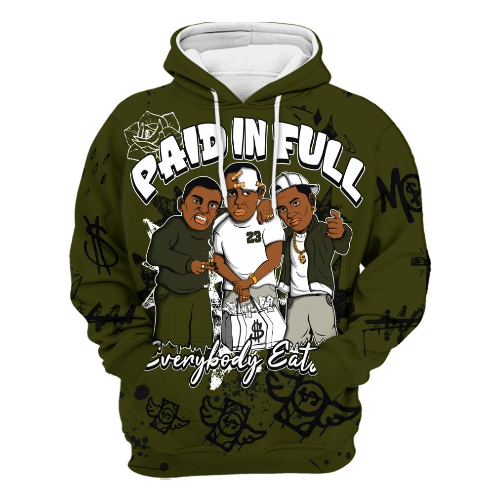 Hoodie To Match Dunk Low Pale Ivory Cargo Khaki - Everybody Paid In Full Crayon All Over Print