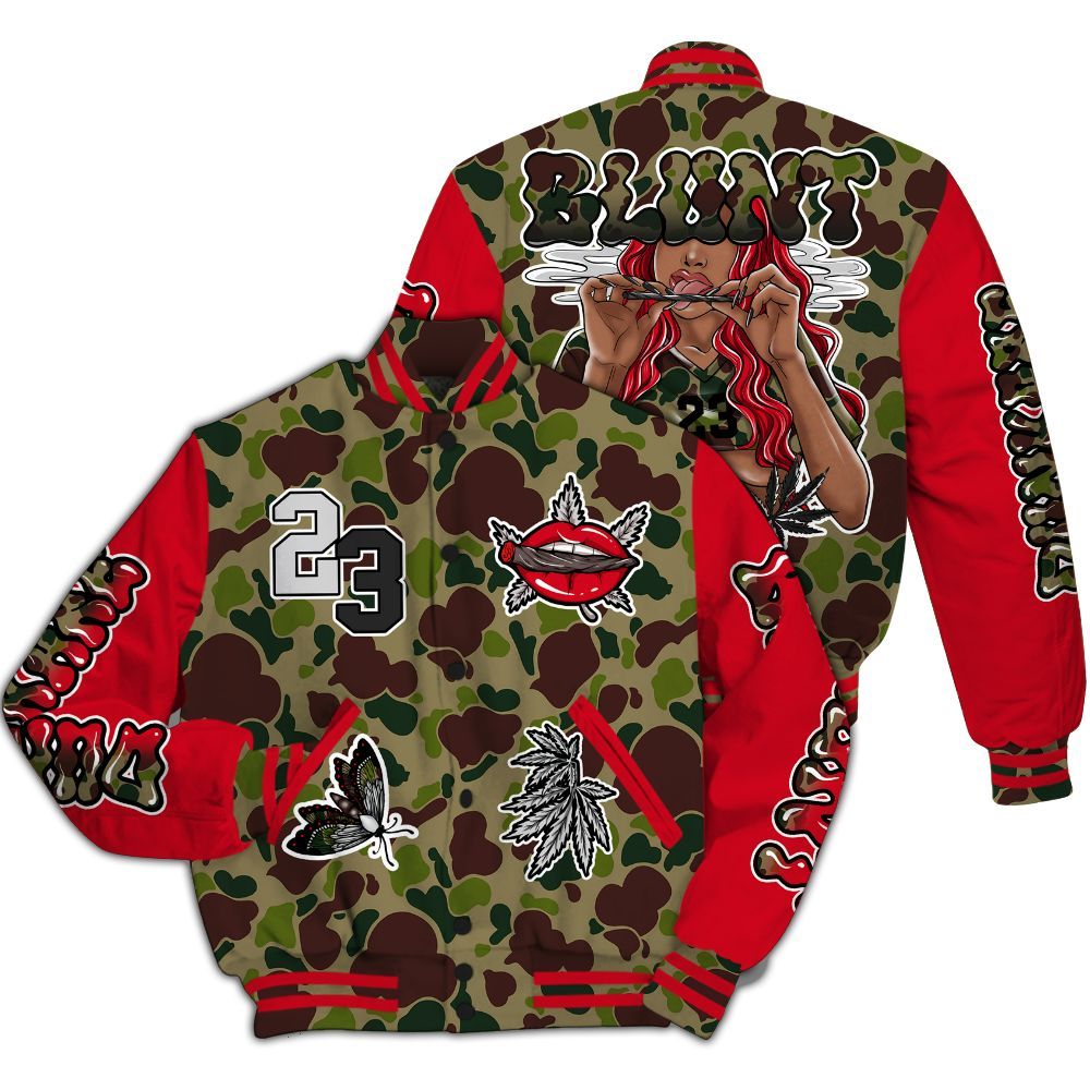 Varsity Jacket To Match Air Max 90 Duck Camo Red - Bluntz Unique All Over Print
