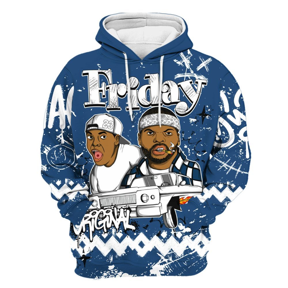 Hoodie To Match High OG Midnight Navy 1s - Friday Sneaker Crayon All Over Print