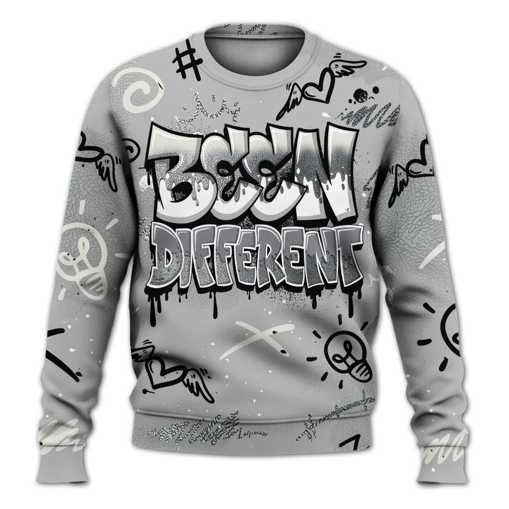 Sweatshirt To Match Cement Grey Silver 3s - Drip Been Di2ferent All Over Print