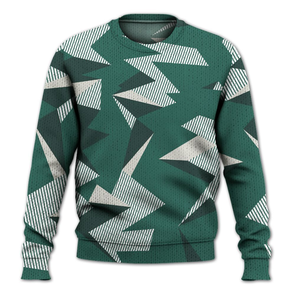 Knitted Sweater To Match RM Oxidized Green 4s - Geometric Camouflage Pattern