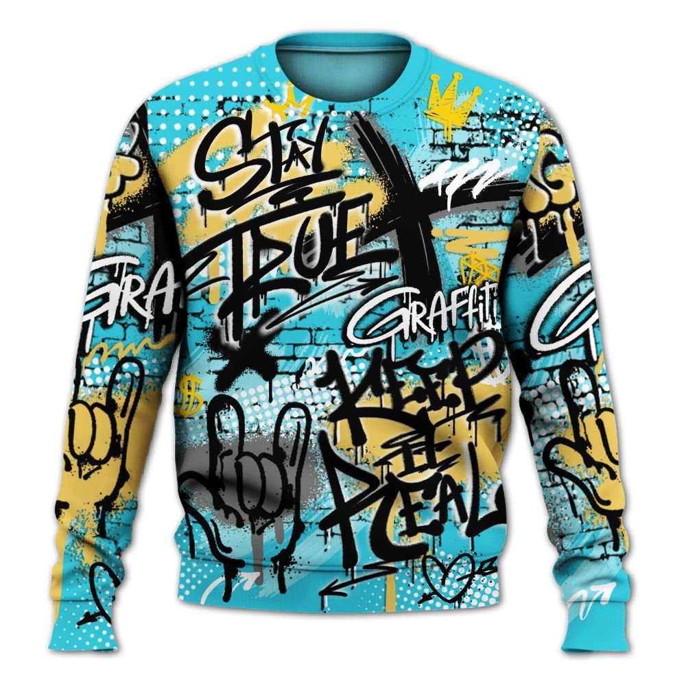 Sweatshirt To Match Retro Gamma Blue 11s - True It Real Graffiti Streetwear All Over Print