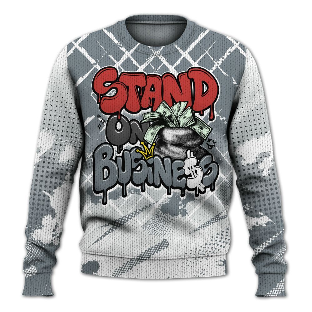 Knitted Sweater To Match Wolf Grey 13s - Halftone Stand Business Dripping