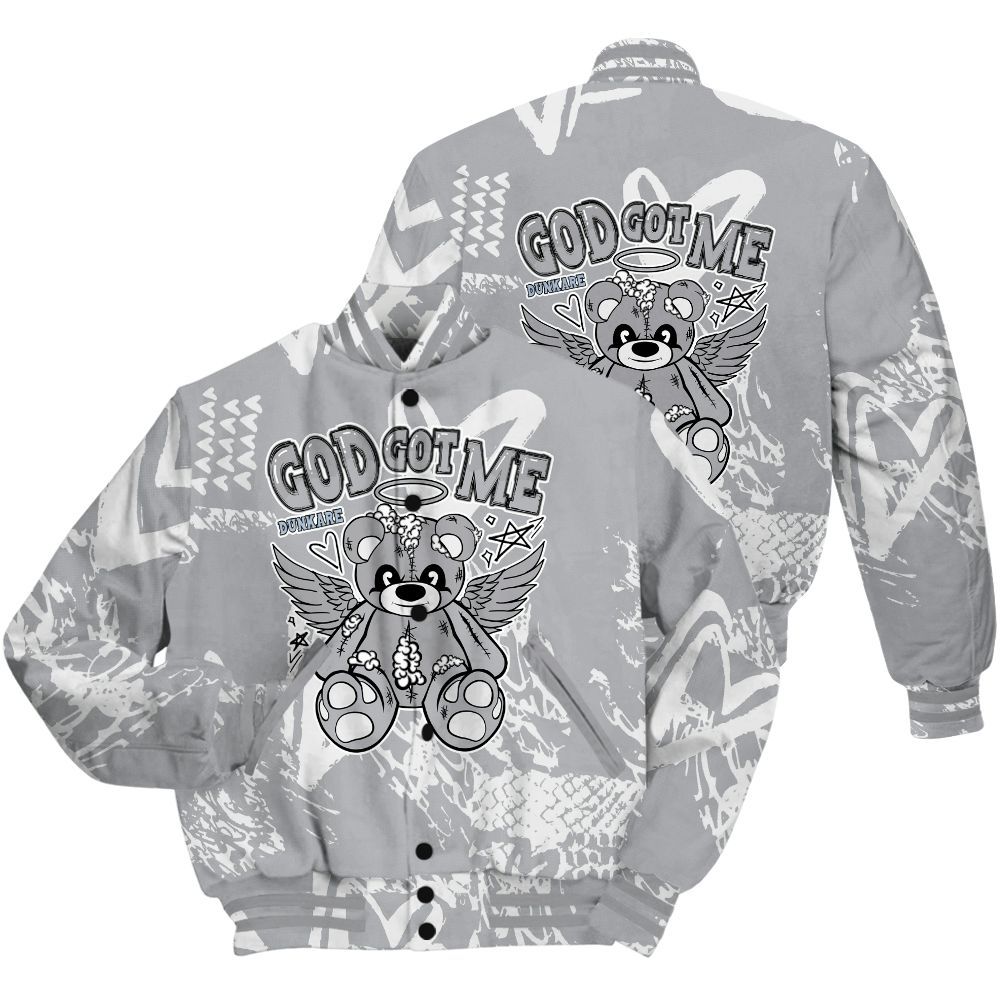 Varsity Jacket To Match Low OG Wolf Grey 1s Shirt - Gods Guides Me Bear Heart Grunge All Over Print