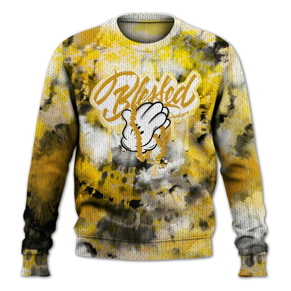 Knitted Sweater To Match Low Yellow Python 11s - God Blessed Tie Dye