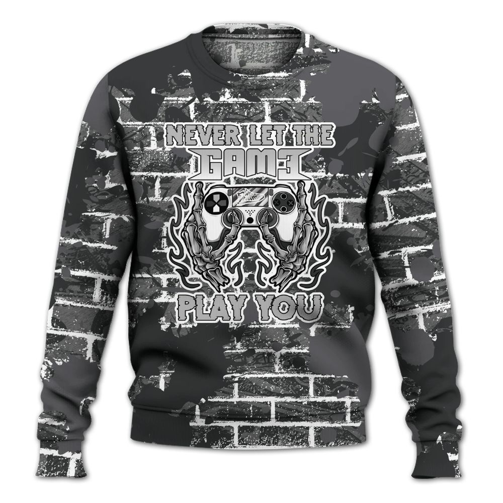 Sweatshirt To Match White Thunder 4s - PlayGame Skull Brick All Over Print