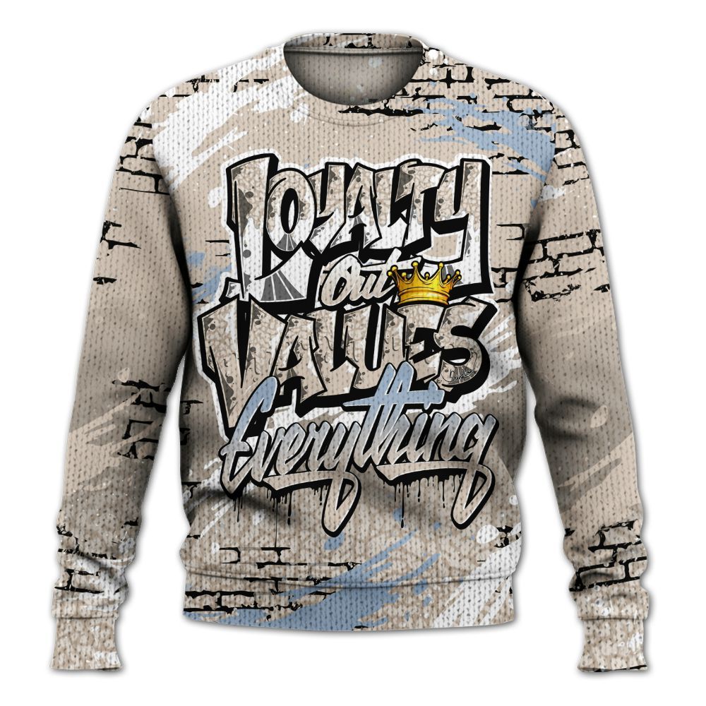 Sweater To Match Desert Sand 3s - Values Of Loyalty Drip Graphic