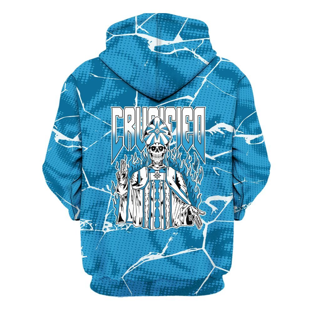 Hoodie To Match Powder Blue 9s - Crucified Skeleton Crack All Over Print