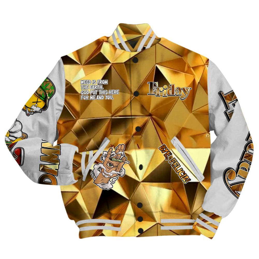 Varsity Jacket To Match NET Gold 4s - Friday Sneaker Stress Style All Over Print