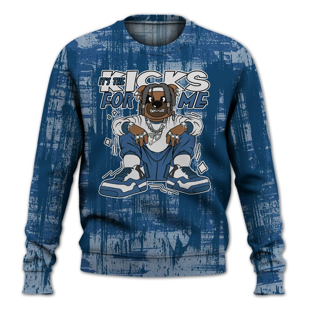 Sweatshirt To Match High OG Midnight Navy 1s - Sneakers Bear Glitch Art All Over Print